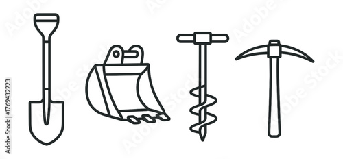Four different types of tools are shown in a row