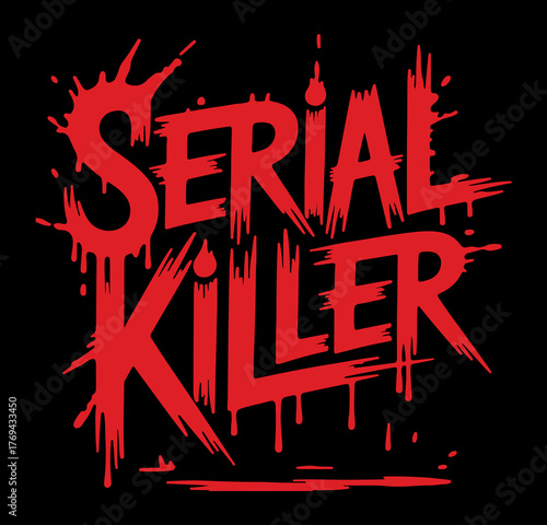Serial killer red logo displayed on a black background, vector art.