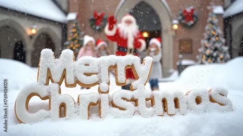 Christmas scene with santa and decorations