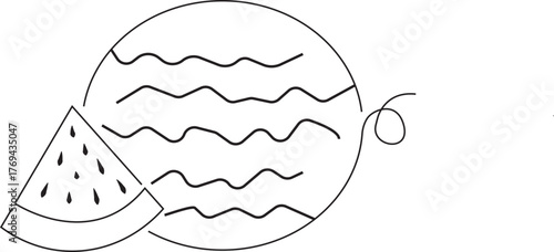 Vector illustration of watermelon with lines 