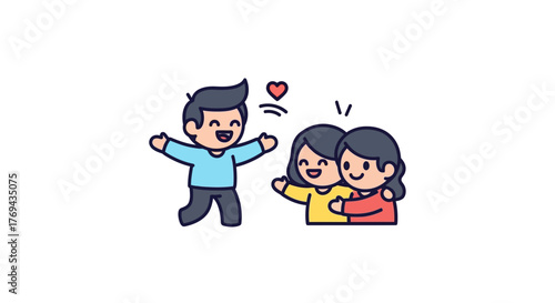 Delightful illustration displaying affectionate greeting, showcasing human connection and