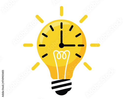 Bright idea light bulb clock symbolizing time and innovation