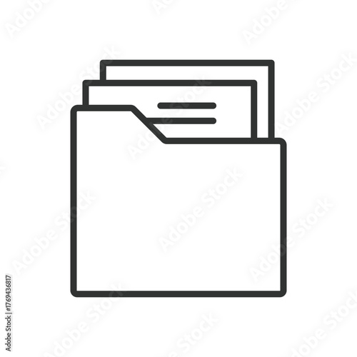Open folder with files icon in line design. folder, documents, files, storage, directory, records, archive on white background vector. Open folder with files editable stroke icon