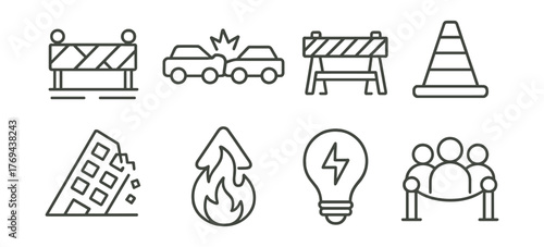 Series of icons depicting various accidents and disasters