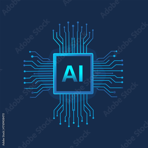 AI Technology Revolution Vector — Futuristic Circuit Board Design Representing Artificial Intelligence