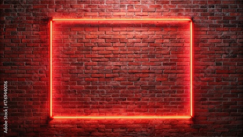 Wallpaper Mural Illuminated Rectangular Neon Frame on a Rustic Brick Wall Background Torontodigital.ca