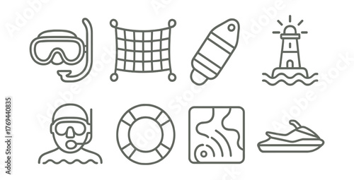Series of icons for water sports and water activities
