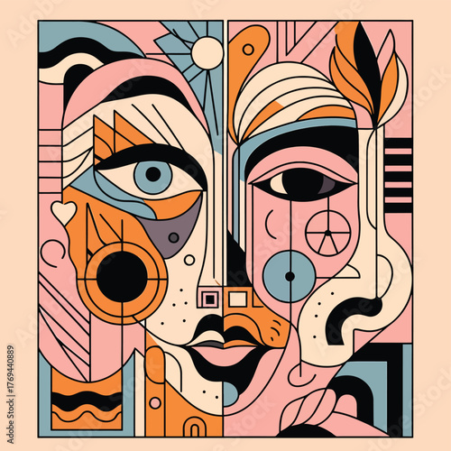 Modern Cubist Inspired Geometric Portrait