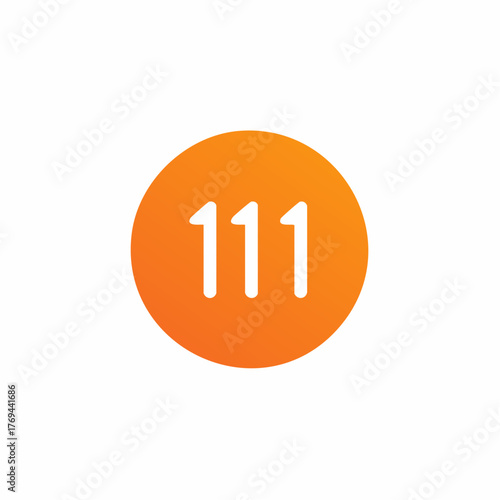 Bright orange circle with white number one hundred eleven inside clean minimalist design