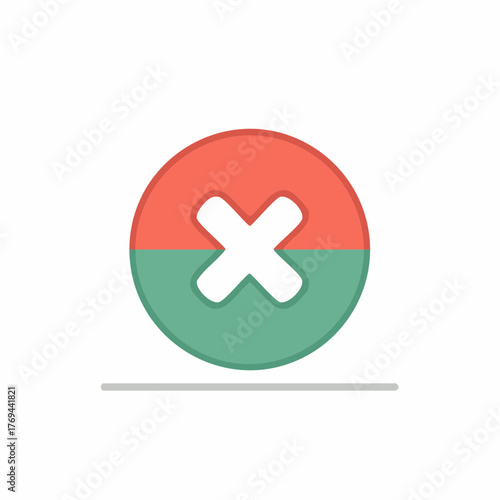 Red and green circle with a stylized X shape cutout and a horizontal line below
