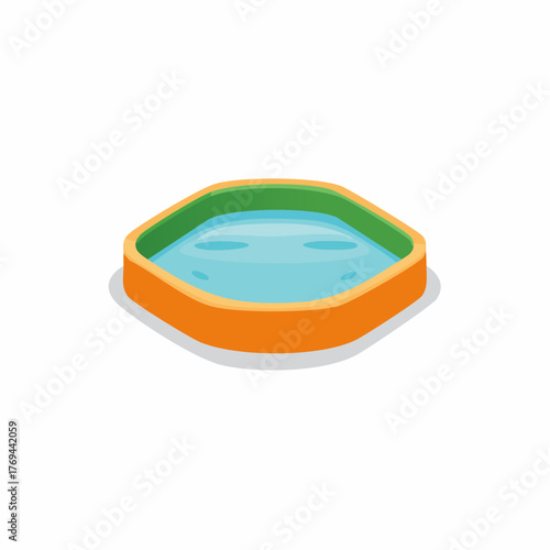 Illustration of a small plastic kiddie pool filled with refreshing blue water ideal for summer outdoor fun and recreation