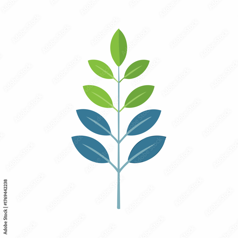 Obraz premium Environmental Growth Concept with Stylized Green and Blue Leaves