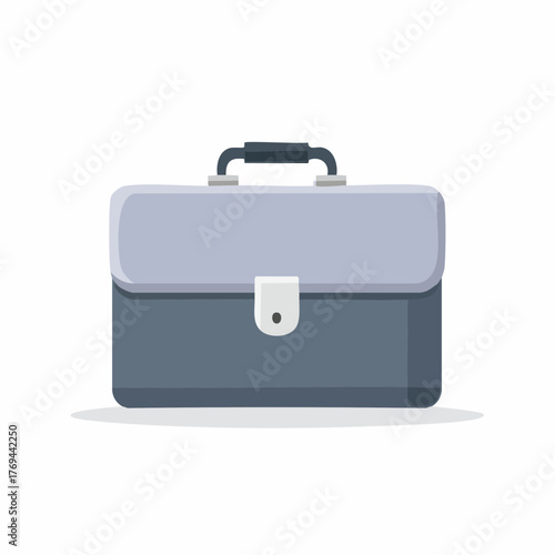 Classic professional business briefcase illustration in gray tones for work or travel