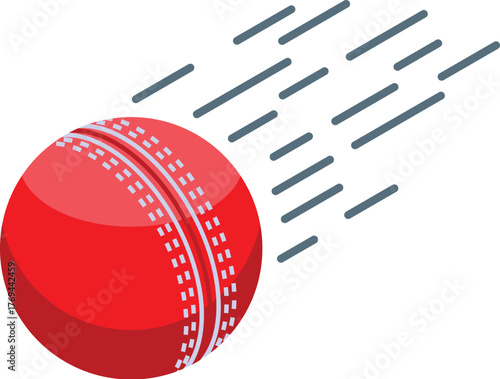 Cricket ball flying through the air, suggesting fast movement and dynamic action during a cricket game