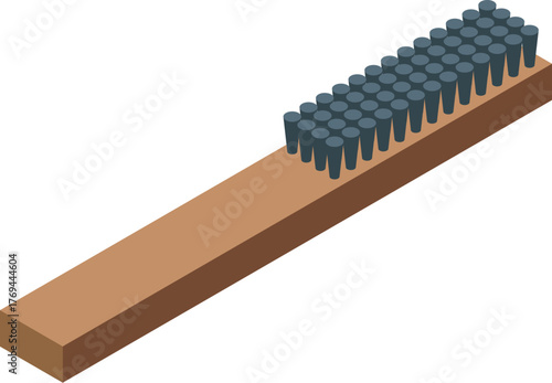 Shoe shiner brush with wooden handle for cleaning and polishing footwear