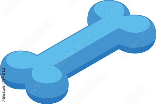 Isometric view of a blue dog bone, promoting canine health and well being