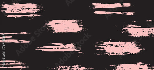 Seamless pattern brush strokes texture with scattered tiny dots. Mascara brush strokes seamless pattern. Art on canvas. Pink cosmetic background. Brow bar design. Vector illustration