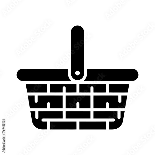 Glyph Style Woven Basket Design with Handle and Rounded Edges