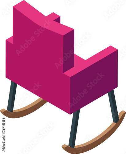 Comfortable rocking chair with pink upholstery and wooden base, perfect for relaxing at home