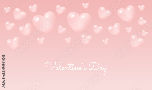 Happy Valentine's Day! A romantic poster in soft tones with hearts. Vector greeting card, poster, banner, or invitation.
