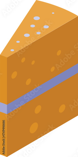 Isometric projection of a piece of swiss cheese, with holes potentially symbolizing data points or information within a larger structure