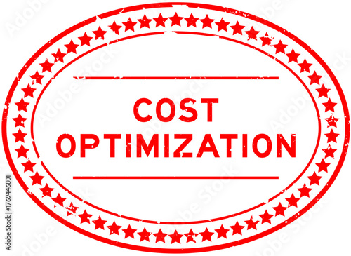 Grunge red cost optimization word oval rubber seal stamp on white background