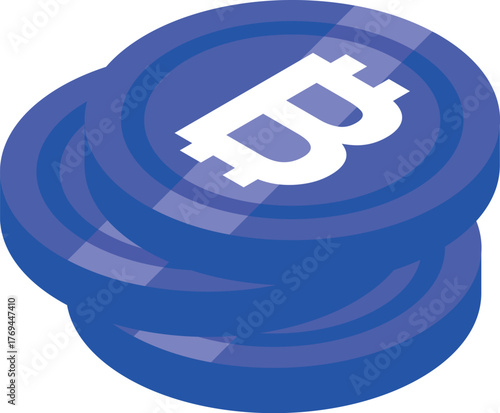 Blue cryptocurrency coins increasing in value, representing a successful investment in the digital currency market