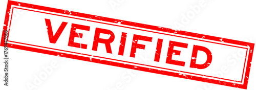 Grunge red verified word rsquare ubber seal stamp on white background