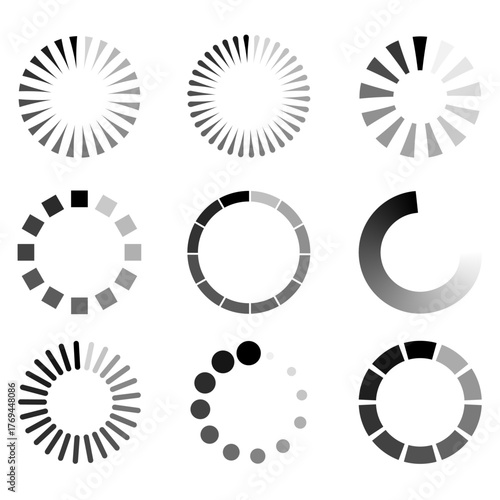 Vector image of a loading icon. Collection loading status. Loading progress icon. Loading progress. Element for your design.
