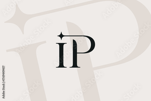 IP or PI letter logo icon design. Classic style luxury initials monogram.