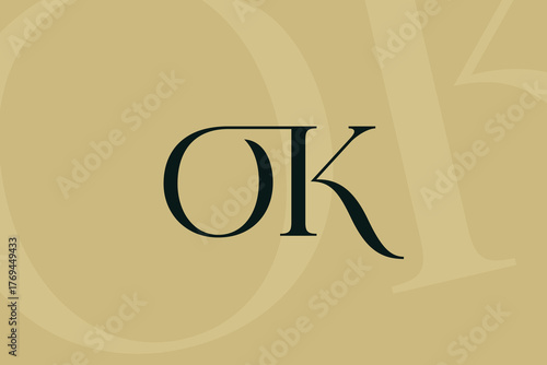 OK or KO letter logo icon design. Classic style luxury initials monogram.