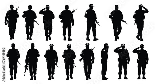 Silhouette of soldier with rifle vector illustration