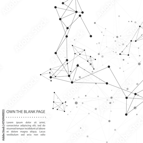 Abstract geometric background with connecting points and lines. White digital background. Network concept