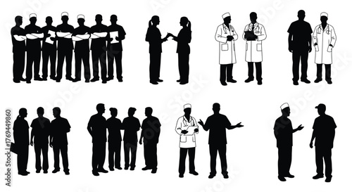 Silhouette of diverse medical professionals in various poses