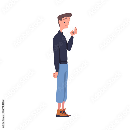 Man with Empty Pockets Counting Coins Vector Illustration