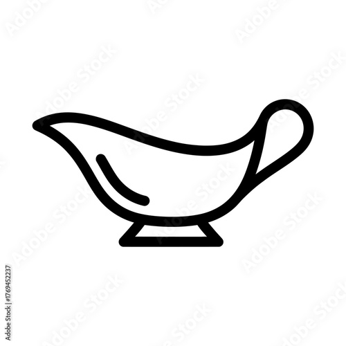Minimalist Black Outline Gravy Boat Icon Vector Illustration