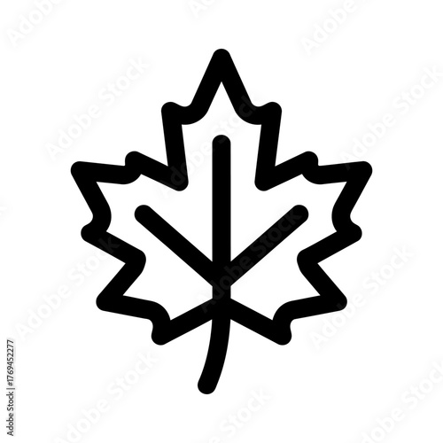 Simple Black Outline Maple Leaf Icon Design