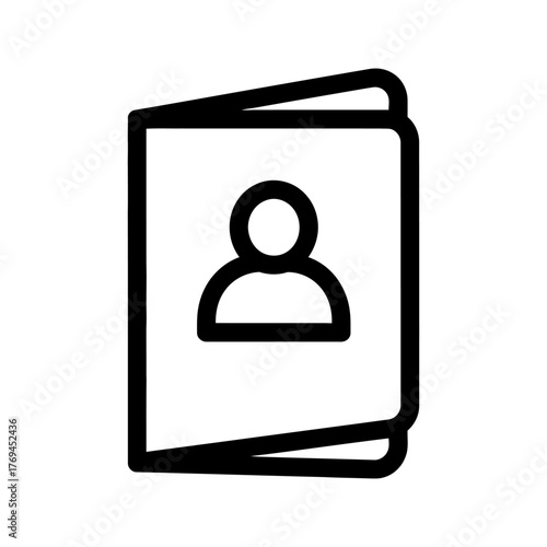 Minimalist Outline Icon of an Open Book with Person Profile Symbol