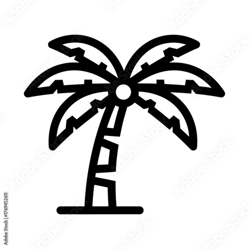 Minimalist Black Line Art Palm Tree Icon Illustration