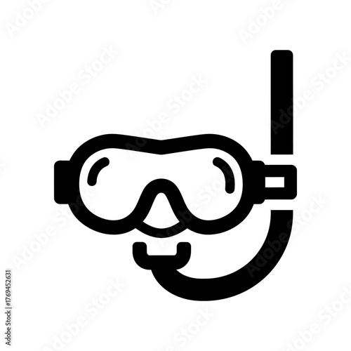 Simple Black Snorkeling Mask and Snorkel Gear Icon