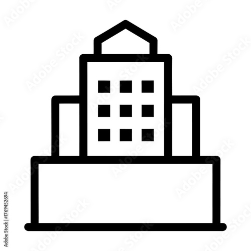 Simple Black Outline Icon of a Modern City Building