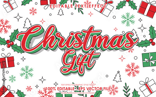 Christmas gift editable text effect with christmas copy space background