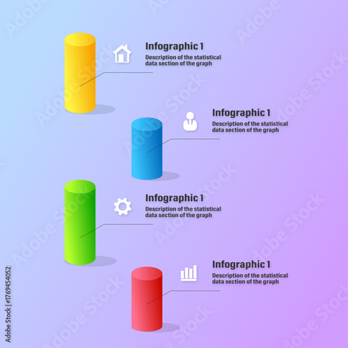 Set of infographic template on a gradient background with data bars
