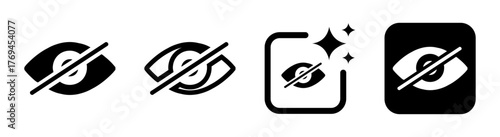 No visibility icon, blind sign no vision symbol transparent PNG vector illustration representing blindness privacy hidden view and restricted sight concept design