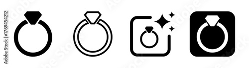 Ring icon, engagement sign wedding symbol transparent PNG vector illustration representing love commitment marriage proposal and romantic celebration concept design