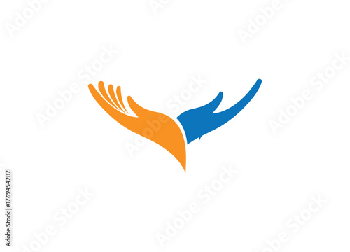 Hands Care Logo Colorful Helping Friendship Support Charity Volunteer Community Design