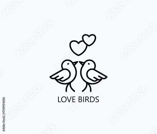 Love Birds Icon Or Logo Isolated Vector Illustration