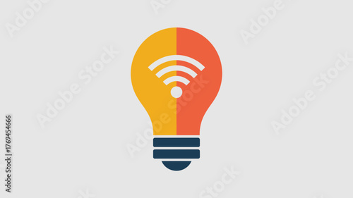 Modern flat design concept of a light bulb with a wi fi symbol inside representing smart ideas and connectivity