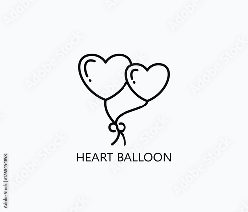 Heart Balloon Icon Or Logo Isolated Vector Illustration