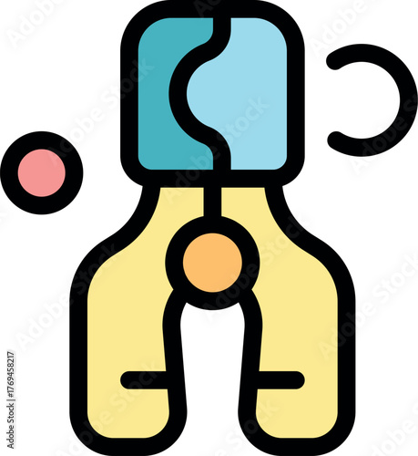 Tonsil forceps are gripping a tonsil stone, with an adenoid curette positioned close by, potentially indicating a tonsillectomy procedure